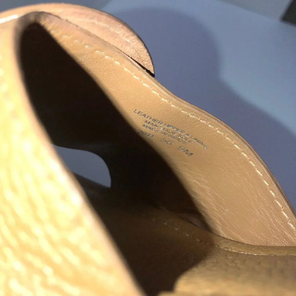 Tory Burch Patti Wedge Sandals Slides Platform Camel Brown Leather Womens 9M 9 - Picture 11 of 12